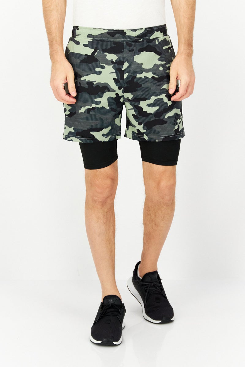 RBX Men Sportswear Fit 2 In 1 Training Shorts, Black  - Image 1
