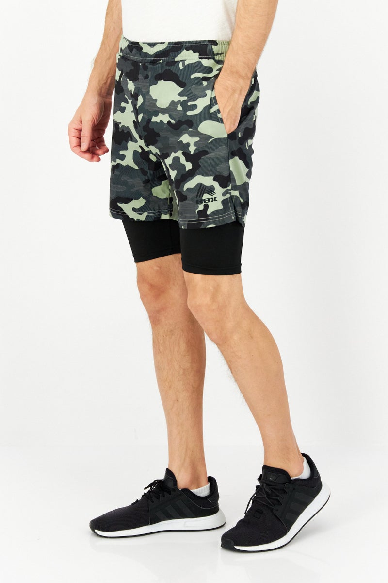 RBX Men Sportswear Fit 2 In 1 Training Shorts, Black  - Image 2
