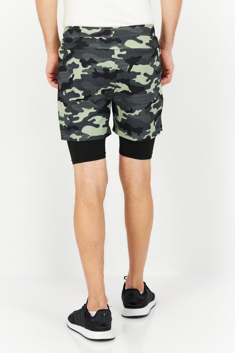 RBX Men Sportswear Fit 2 In 1 Training Shorts, Black  - Image 3