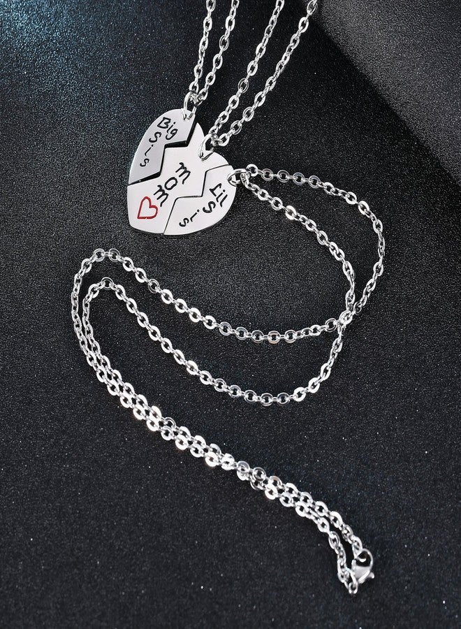 YEEQIN 3PCs Mother Daughter Necklace Set, Big Sis Lil Sis Mom Jewelry Gift Heart Necklace Gifts for Mother Daughters - Image 4