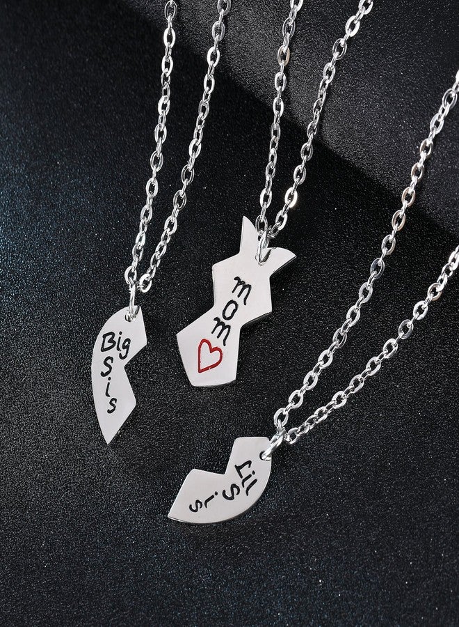 YEEQIN 3PCs Mother Daughter Necklace Set, Big Sis Lil Sis Mom Jewelry Gift Heart Necklace Gifts for Mother Daughters - Image 5