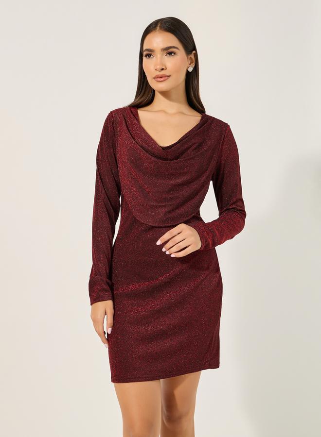 Styli Shimmering Cowl Neck Dress  - Image 3