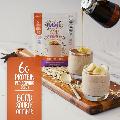 Oatsome Maple Overnight Oats with Flax and Chia, Gluten-Free Oatmeal with 6g of Protein, 7.8oz Bag - Image 2