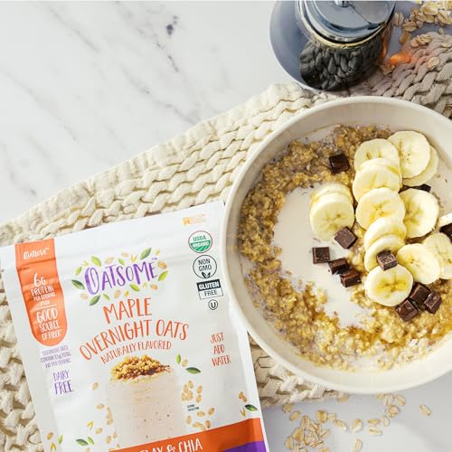 Oatsome Maple Overnight Oats with Flax and Chia, Gluten-Free Oatmeal with 6g of Protein, 7.8oz Bag - Image 3