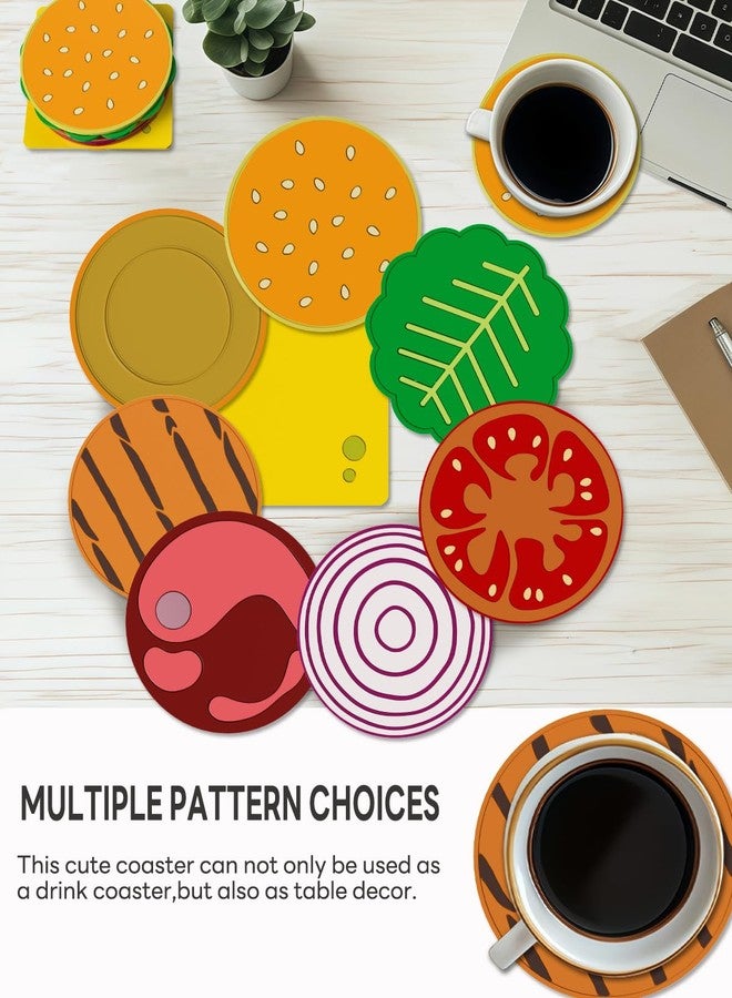 WOCOCN Hamburger Funny Coasters for Drink,Waterproof,Stain Resistant, and Elastic, Used to Protect and Desk Decor,Dining Table Decor,Coffee Table Decor,Christmas Coasters Set of 8 - Image 4