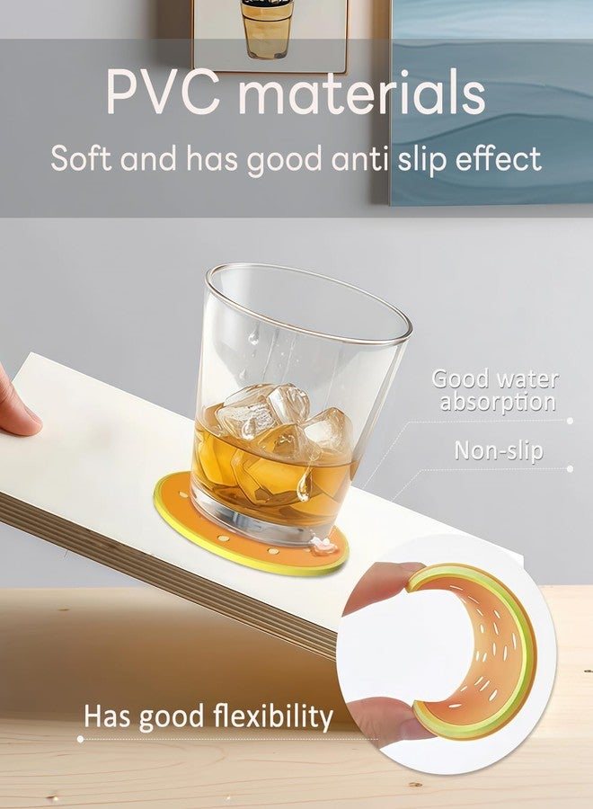 WOCOCN Hamburger Funny Coasters for Drink,Waterproof,Stain Resistant, and Elastic, Used to Protect and Desk Decor,Dining Table Decor,Coffee Table Decor,Christmas Coasters Set of 8 - Image 2