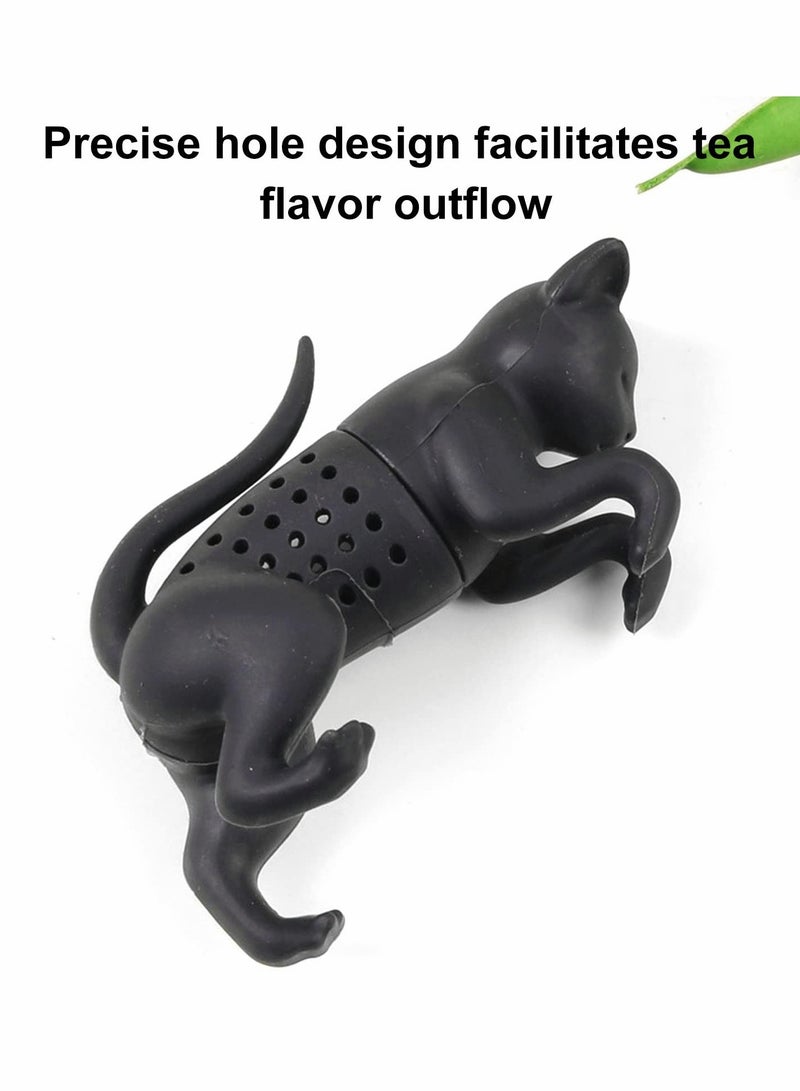 Cat Tea Infuser, Tea Infuser, Silicone Tea Strainer, Tea Filter,Tea Ball,   Cat Shape, Tea Filter, Reusable Cartoon Tea Strainer, 100% BPA (Grey and Black) Pack of 2 - Image 4