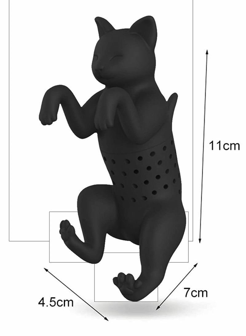 Cat Tea Infuser, Tea Infuser, Silicone Tea Strainer, Tea Filter,Tea Ball,   Cat Shape, Tea Filter, Reusable Cartoon Tea Strainer, 100% BPA (Grey and Black) Pack of 2 - Image 5