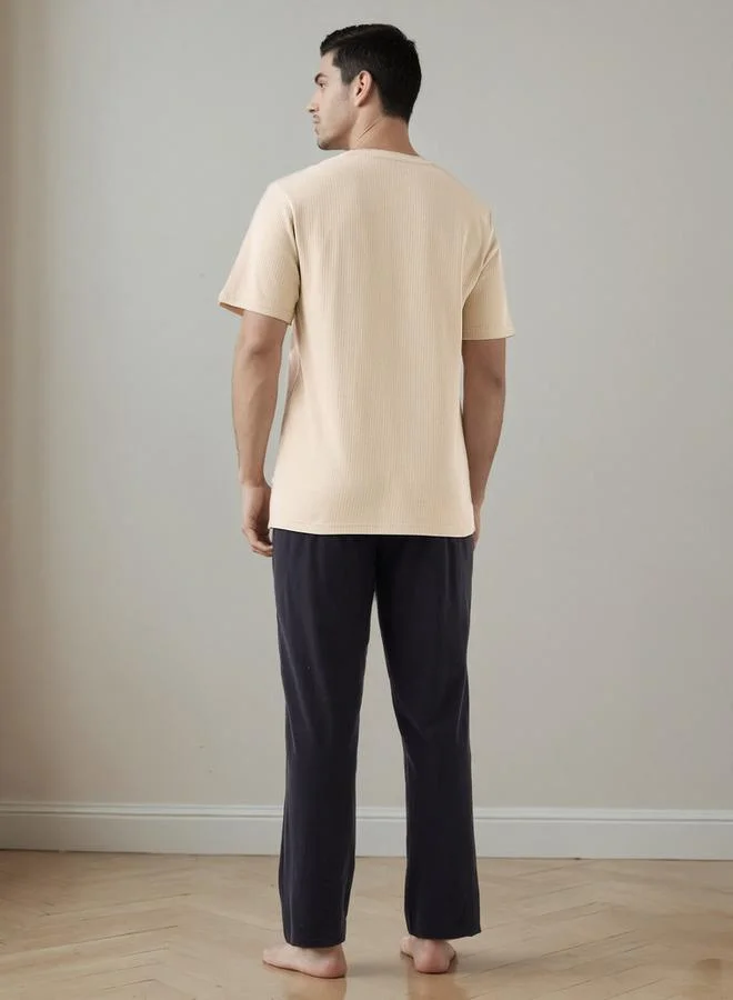 Splash FAV  Textured Pyjama Set for Men | Best Price UAE