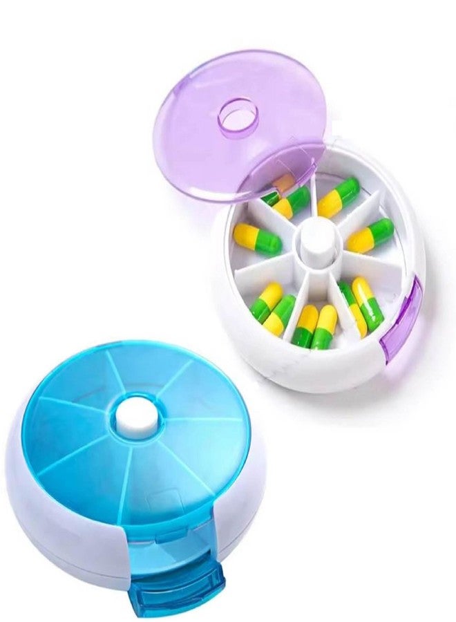 Mopslik 7 Days Pill Box Rotating Organizer with Moisture-Proof 7 Cell Medicine Planner Container for Vitamins Tablets BPA Free Reminder Storage (Pack Of 2) - Image 1