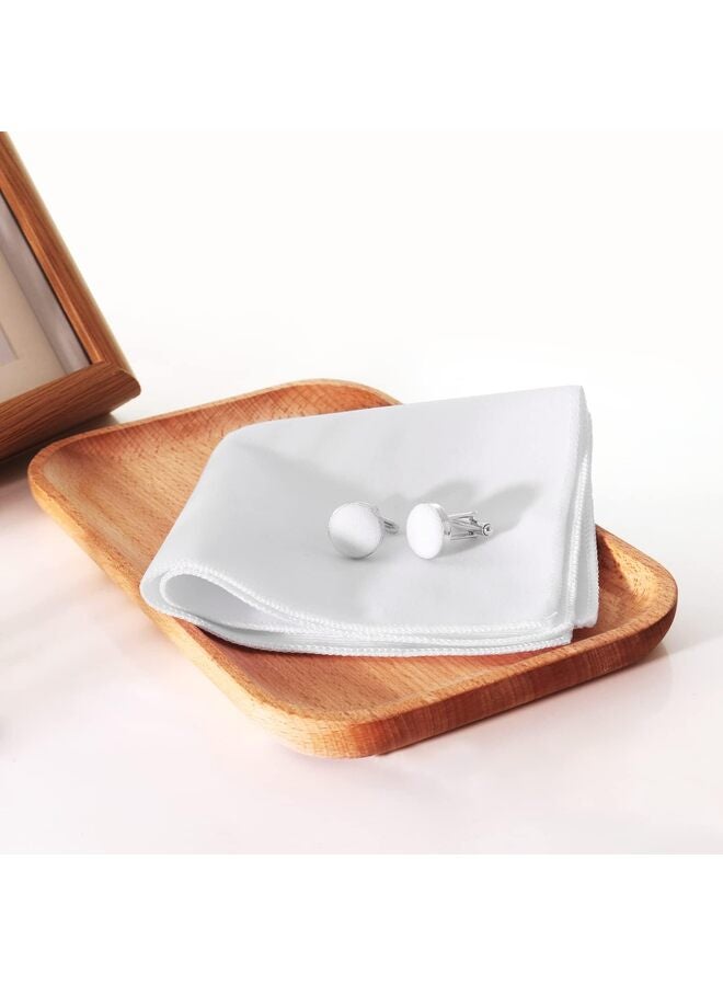 Men's Pre-tied Bowties Velvet Solid Color Adjustable Bow Tie and Pocket Square with Cufflinks for Wedding Party (Color : White) - Image 3