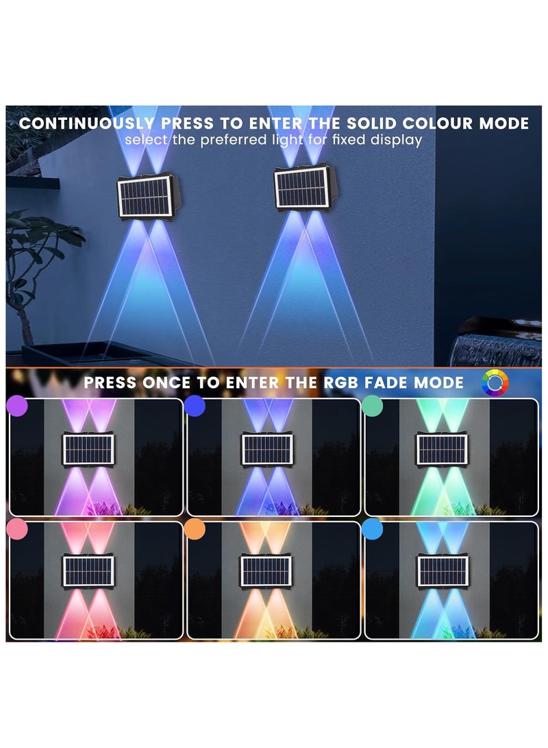 NANAO Solar Powered Outdoor LED Lights, Waterproof Wall Sconces, 4 LEDS Fence Lights, Up & Down Lighting for Backyard, Deck, Patio, Porch, Balcony, Garden (2 Pack) - Image 4