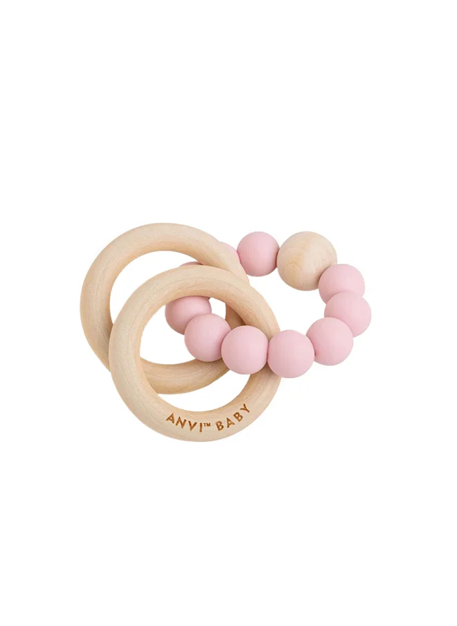 Anvi Baby Wood and Silicone Teether - Periwinkle