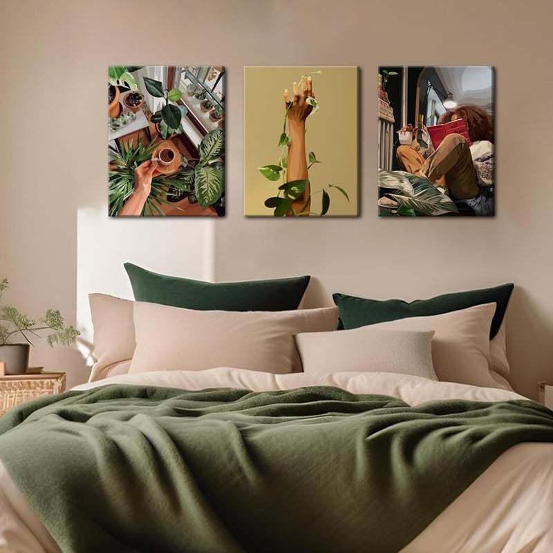 yulihaz Black Girl Reading Wall Art Fashion Spiritual Black Women Wall Decor Painting, Trendy Motivational African American Woman Poster Canvas Print Pictures for Bedroom Living Room 12x16 inch Framed - Image 4