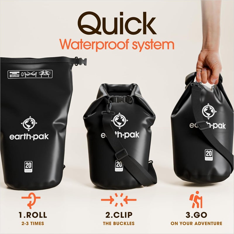Earth Pak Waterproof Dry Bag - Roll Top Waterproof Backpack Sack Keeps Gear Dry for Kayak with Waterproof Phone Case - Image 5