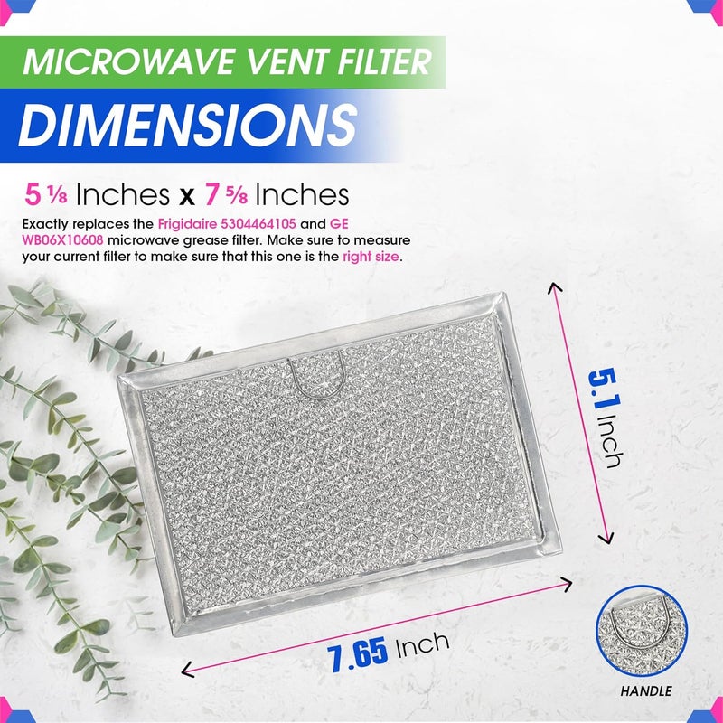 Bagean Microwave Filter Replacement 5.12” x 7.64” Fits Frigidaire 5304464105 WB06X10608 GE Microwave Filter - Aluminum Mesh Screen Grease Filter - Filters Air Entering Over the Range Oven Vent Fan (2-Pack) - Image 3