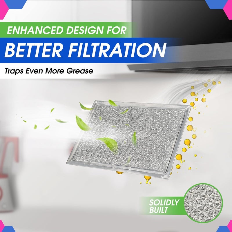 Bagean Microwave Filter Replacement 5.12” x 7.64” Fits Frigidaire 5304464105 WB06X10608 GE Microwave Filter - Aluminum Mesh Screen Grease Filter - Filters Air Entering Over the Range Oven Vent Fan (2-Pack) - Image 4