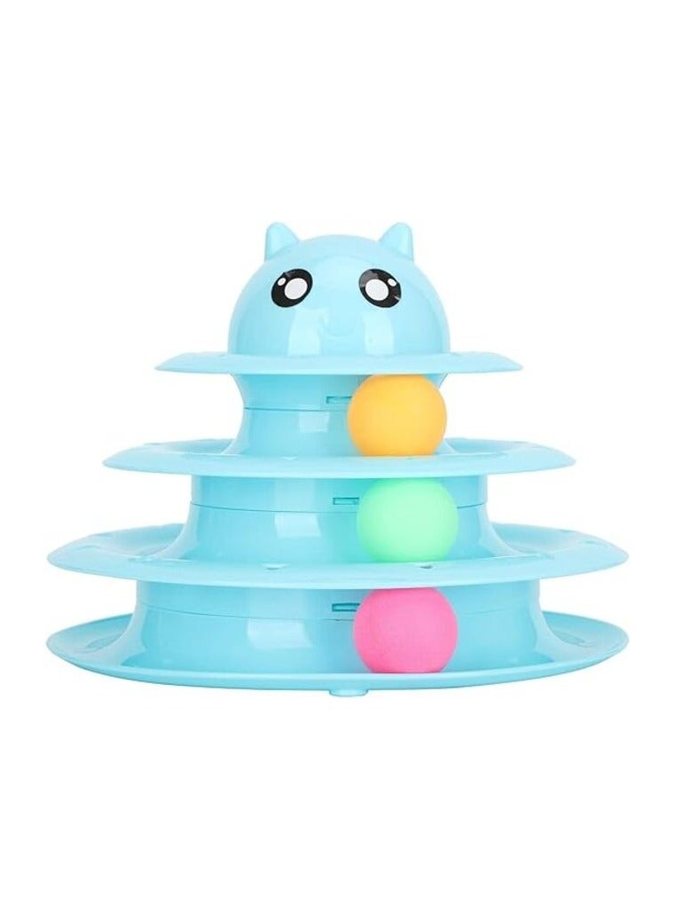 MIRFA Three Tier Turntable Interactive Pet Toy With 3 Rolling Balls  - Blue - Image 3