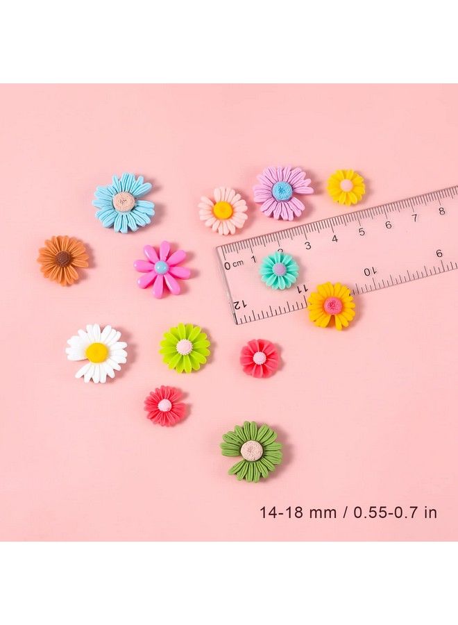 KINBOM 100Pcs Flower Resin Charms Flatback Resin Charmsresin Flatback Beads Daisy Beads For Diy Scrapbooking Jewelry Making Craft Decorations (Mixed Colors) - Image 3