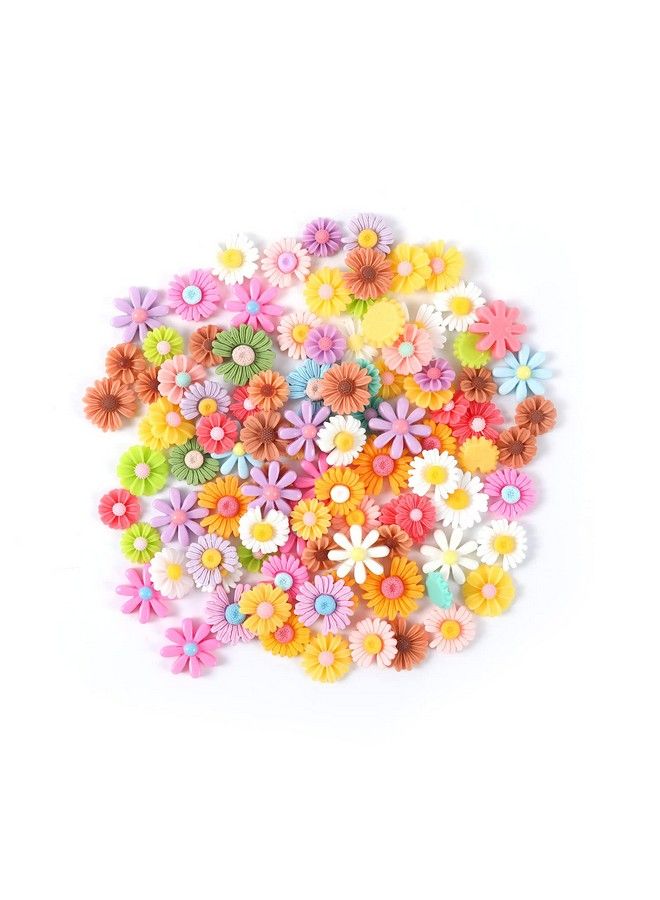 KINBOM 100Pcs Flower Resin Charms Flatback Resin Charmsresin Flatback Beads Daisy Beads For Diy Scrapbooking Jewelry Making Craft Decorations (Mixed Colors) - Image 2