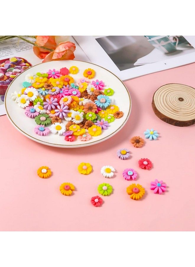 KINBOM 100Pcs Flower Resin Charms Flatback Resin Charmsresin Flatback Beads Daisy Beads For Diy Scrapbooking Jewelry Making Craft Decorations (Mixed Colors) - Image 4