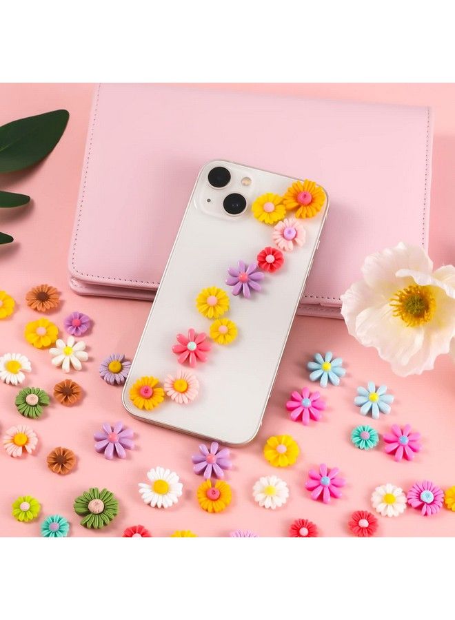 KINBOM 100Pcs Flower Resin Charms Flatback Resin Charmsresin Flatback Beads Daisy Beads For Diy Scrapbooking Jewelry Making Craft Decorations (Mixed Colors) - Image 5
