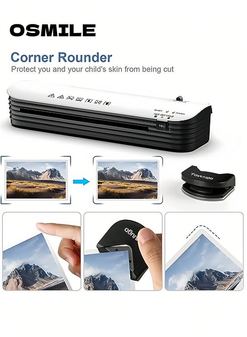 أوسمايل جهاز تغليف OSMILE SL299 الساخن والبارد، مجموعة آلات التلميح A4A5A6، جهاز تلوين حراري 4 في 1 للاستخدام المنزلي في المدارس، عرض أقصى 9 إنش، آلة قص ورق، زاوية دائرية. 15 كيس تغليف - Image 3