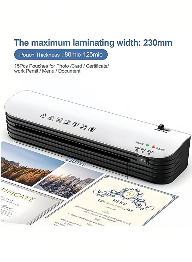 أوسمايل جهاز تغليف OSMILE SL299 الساخن والبارد، مجموعة آلات التلميح A4A5A6، جهاز تلوين حراري 4 في 1 للاستخدام المنزلي في المدارس، عرض أقصى 9 إنش، آلة قص ورق، زاوية دائرية. 15 كيس تغليف - Image 5