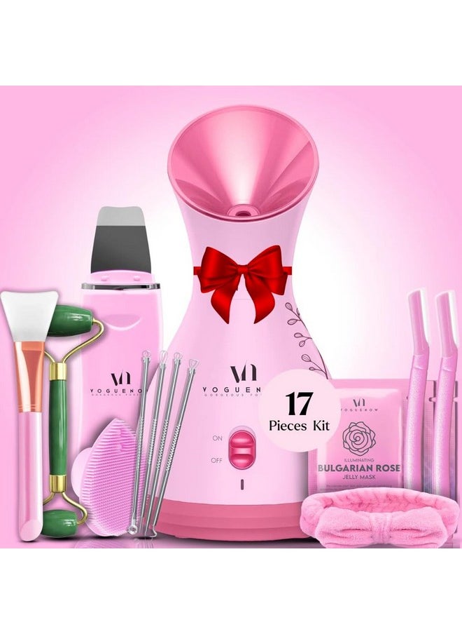 VogueNow - Facial Steamer Spa Gifts With Complimentary 17 Skin Care Tools | Face Steamer Gift Set For Women With Towel Warmer & Humidifier Mode| Self Care Gifts For Women, Spa Gifts, Womens Christmas Gifts - Image 1