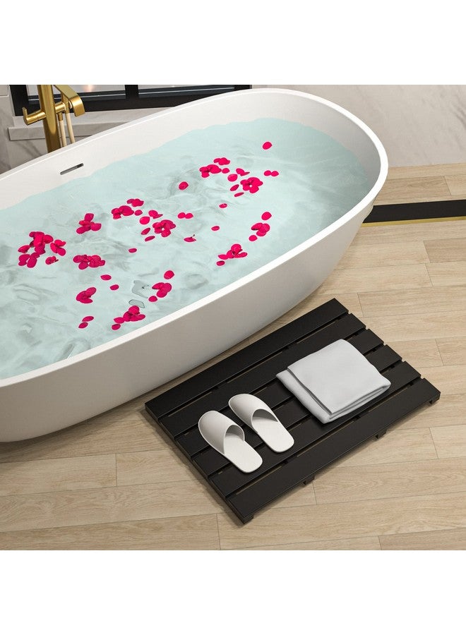 Bamfan Bath Mat for Bathroom Luxury Shower - Non-Slip Bamboo Wooden Waterproof Floor Mat for Indoor or Outdoor Use(Black) - Image 3