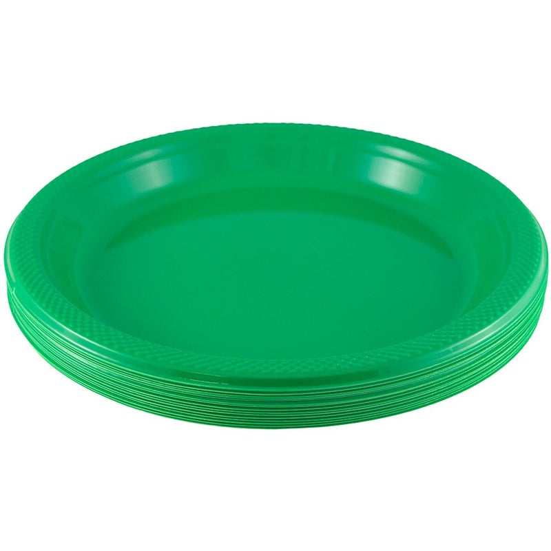 JAM Paper Round Plastic Party Plates - Medium - 9 inch - Green - 20/Pack - Image 1