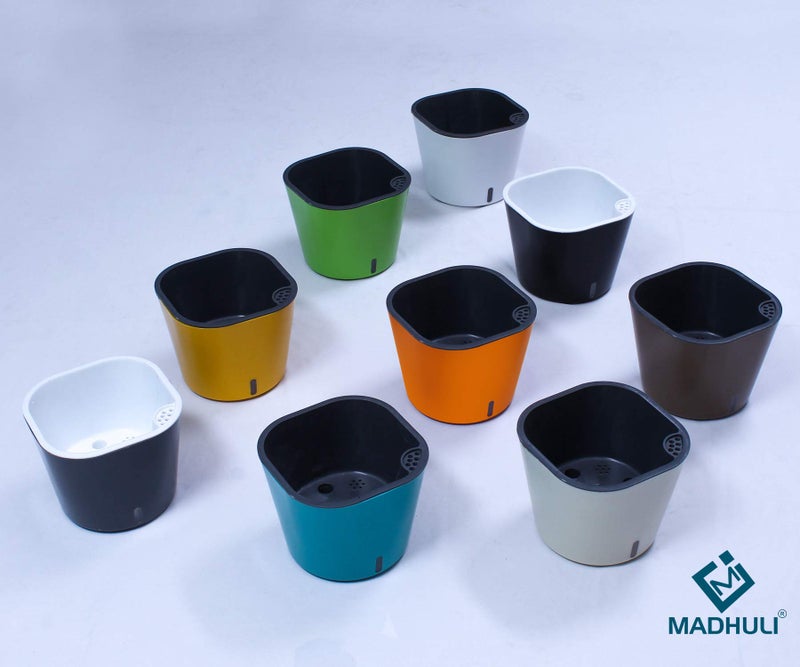 MADHULI Gardencia Cube Planter, Self Watering Polypropylene with UV Material Flower Pot, Indoor & Outdoor Decoration Plant Pot for Home & Garden 6x6x5 in, White, Pack of 3 - Image 5