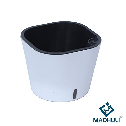 MADHULI Gardencia Cube Planter, Self Watering Polypropylene with UV Material Flower Pot, Indoor & Outdoor Decoration Plant Pot for Home & Garden 6x6x5 in, White, Pack of 3 - Image 2