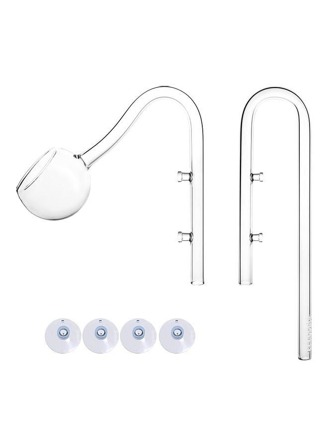 Generic Aquarium Glass Inlet and Outlet, J-shaped Inlet Hemispherical Outlet Oil Removal Film Inlet and Outlet Set  - Image 2