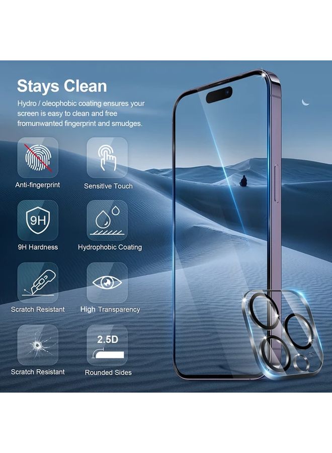 2pcs Tempered Glass Screen Protector And Camera Lens Protector For iPhone 13 Pro Max - Image 2