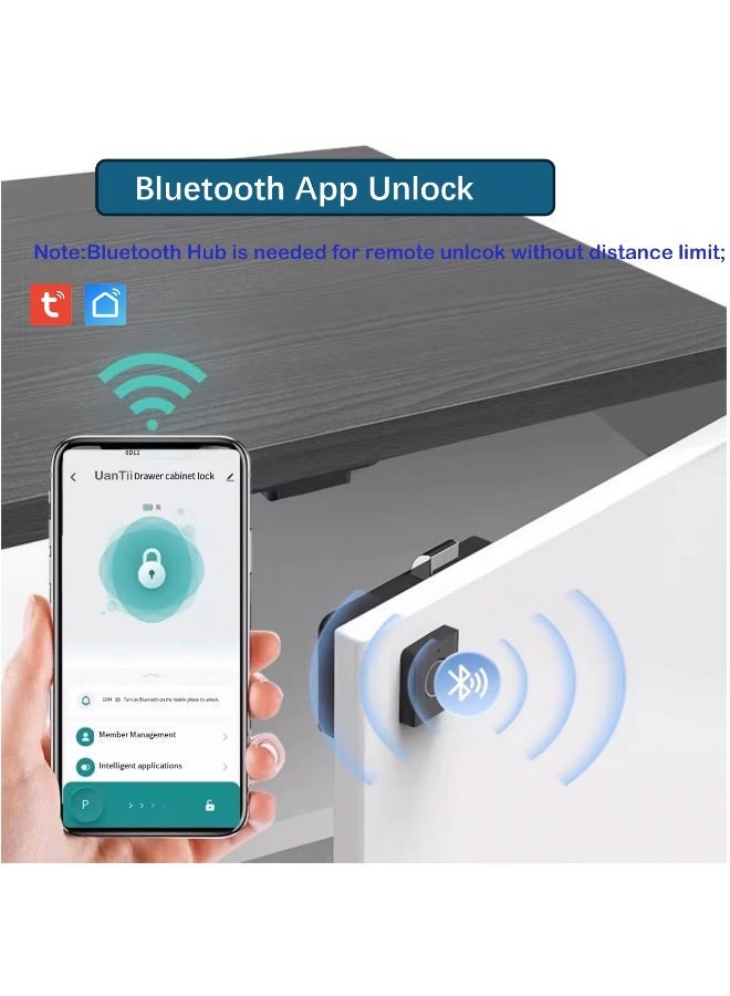 يان تي قفل أدراج تويا الذكي ببصمة الإصبع وبلوتوث - قفل خزائن حيوي بدون مفتاح، تحكم عبر التطبيق، أمان مخفي للمكاتب والمنازل وحماية الأطفال - Image 2