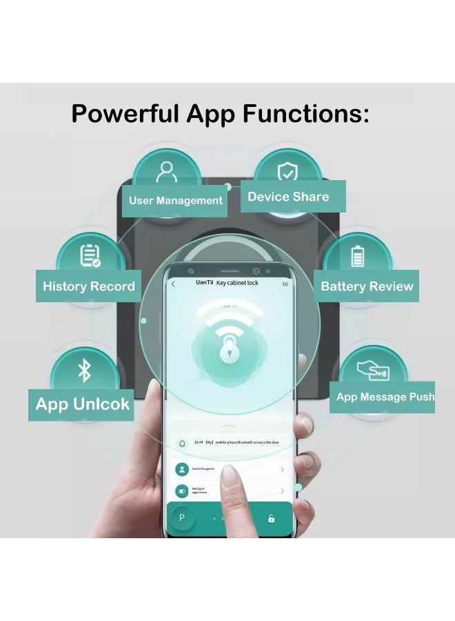 يان تي قفل أدراج تويا الذكي ببصمة الإصبع وبلوتوث - قفل خزائن حيوي بدون مفتاح، تحكم عبر التطبيق، أمان مخفي للمكاتب والمنازل وحماية الأطفال - Image 3