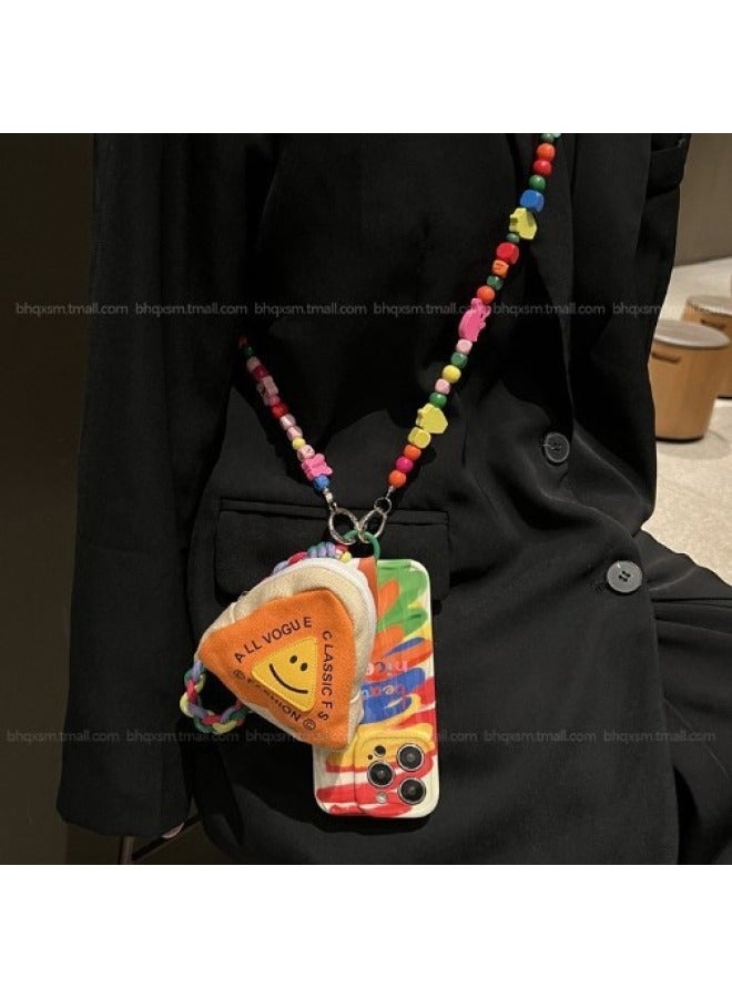 Mobile Phone Case High Sense Diagonal Straddle Rope Strap For Iphone 15/14/13 Protective Case For Iphone12promax Wholesale-Color:Dopamine Smiley Small Satchel-Applicable Model:For Iphone 15