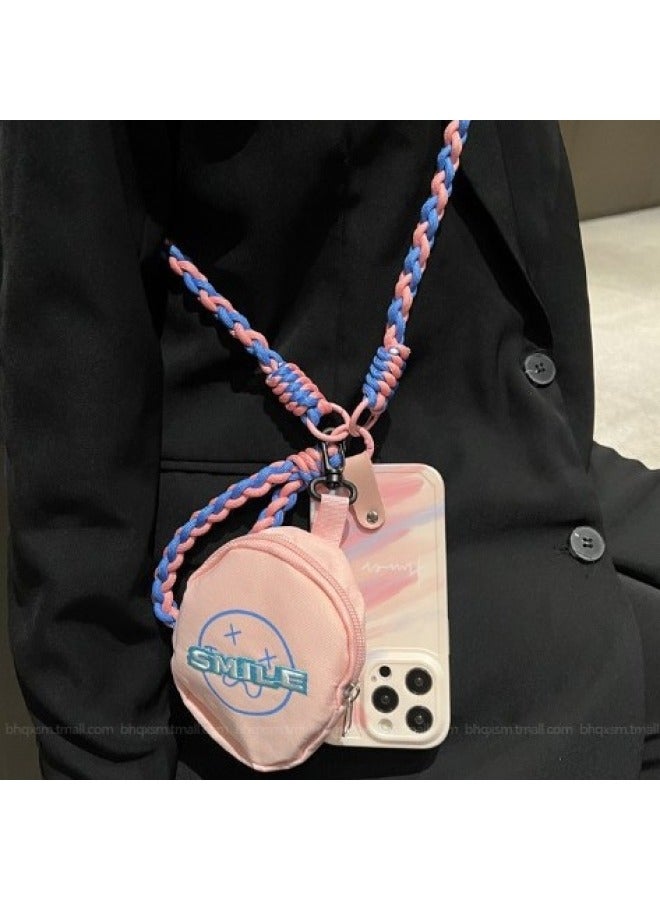 Mobile Phone Case High Sense Diagonal Straddle Rope Strap For Iphone 15/14/13 Protective Case For Iphone12promax Wholesale-Color:Dopamine Smiley Small Satchel-Applicable Model:For Iphone 15