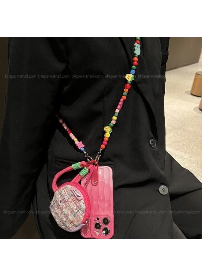Mobile Phone Case High Sense Diagonal Straddle Rope Strap For Iphone 15/14/13 Protective Case For Iphone12promax Wholesale-Color:Dopamine Smiley Small Satchel-Applicable Model:For Iphone 15