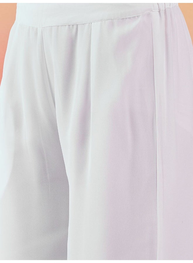 AKS Black Embroidered White Kurta Palazzo Set With Emnroidered Dupatta - Image 3