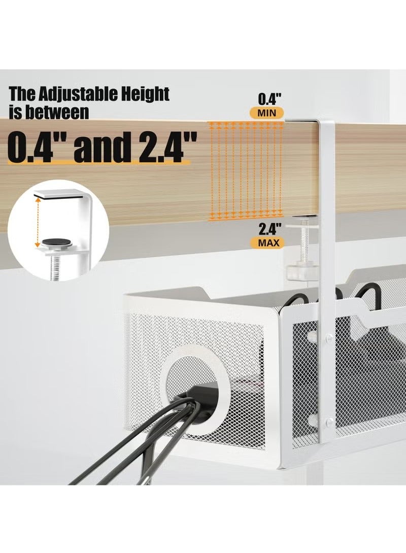 Under Desk Cable Management Tray, Wire Management, No Drill, No Screws, Cable Tray with Clamp for Desk Wire Management, Computer Cable Rack for Office, Home, No Damage to Desk - Image 4