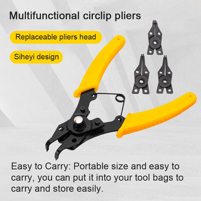 Handheld Portable Multi-function Circlip Pliers Internal External Snap Rings Pliers Set with 45° 90° 180° Interchangeable Pliers Tips Rings Remover - Image 3