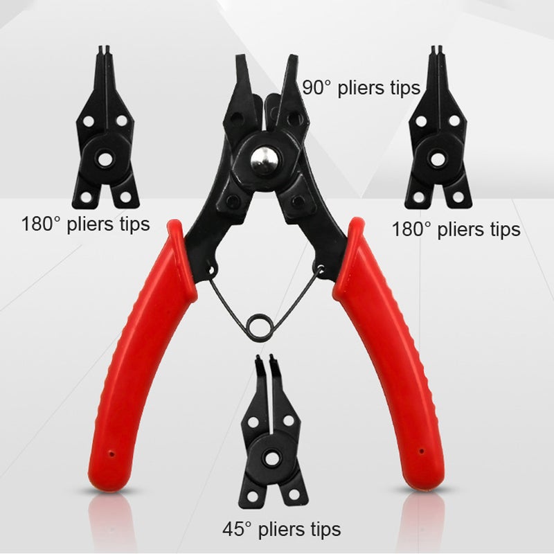 Handheld Portable Multi-function Circlip Pliers Internal External Snap Rings Pliers Set with 45° 90° 180° Interchangeable Pliers Tips Rings Remover - Image 2
