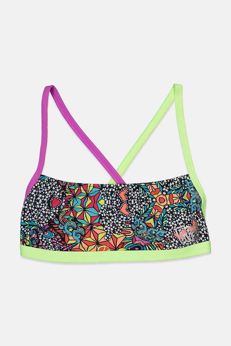 speedo Women Alloverprint Swimwear Top, Black Combo - Image 1