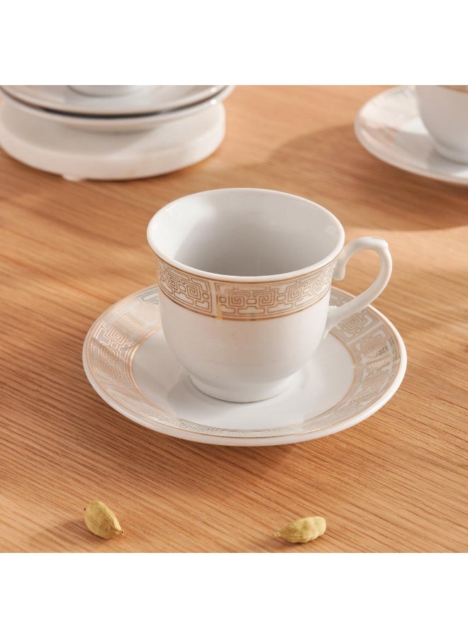 Pan Home طقم أكواب وصحون إسبريسو أديانا 12 قطعة 90 مل - أبيض وذهبي - Image 3
