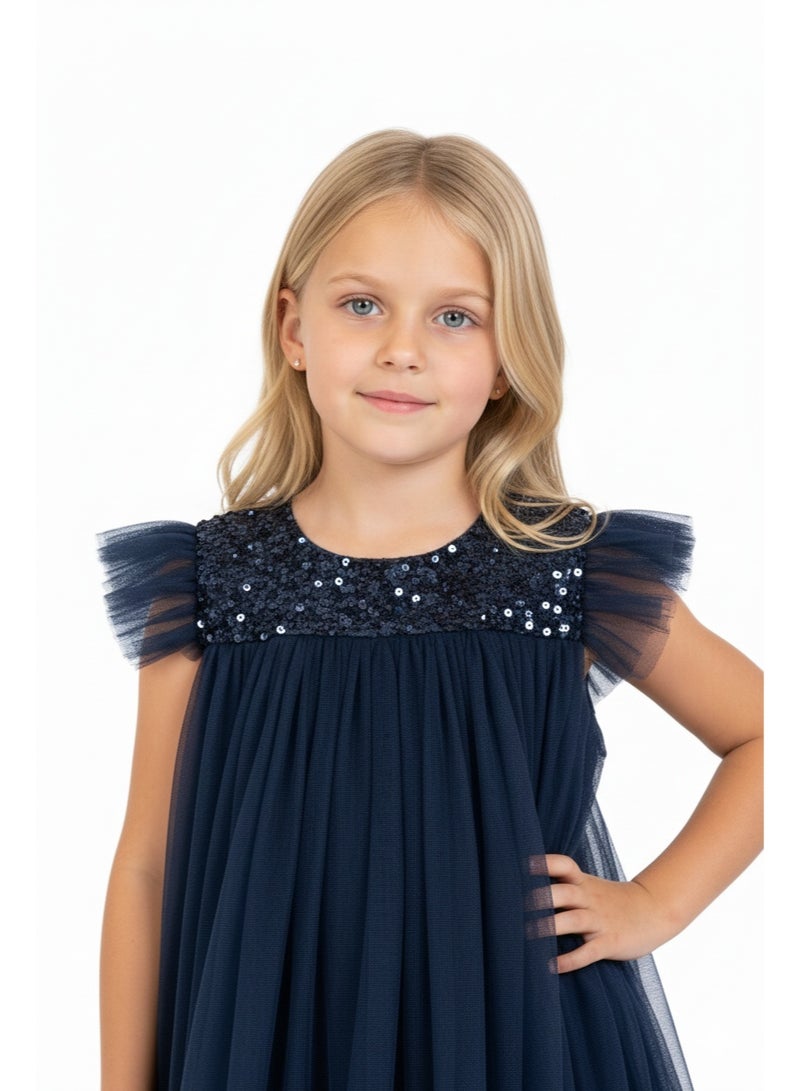 D'Daniela Sequins Sparkle Party Dress - Navy Blue - Image 2