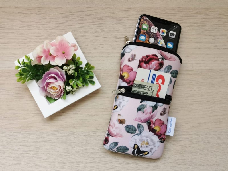 Tainada Women Cell Phone Neoprene Shockproof Zipper Sleeve Case Bag Pouch w/Carabiner, Neck Lanyard, Belt Loop Holster for iPhone 17/16 Pro Max, Air, 16/15 Plus, 16e ; Samsung S25+, S24 (Pink Floral) - Image 4