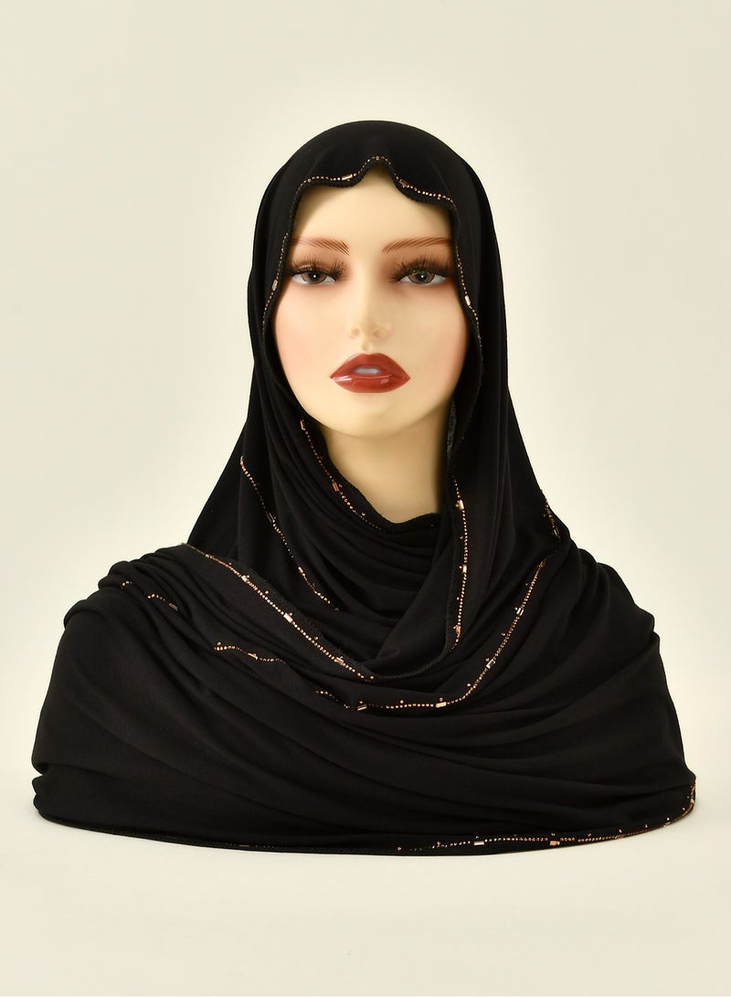 Jersey Hijab for Women with Gold Chain Muslim Islamic Headscarf Full Cover Wrap  - Image 5