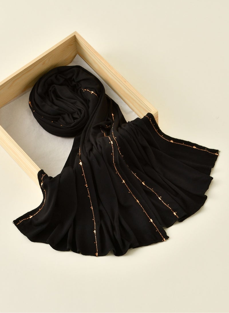 Jersey Hijab for Women with Gold Chain Muslim Islamic Headscarf Full Cover Wrap  - Image 3